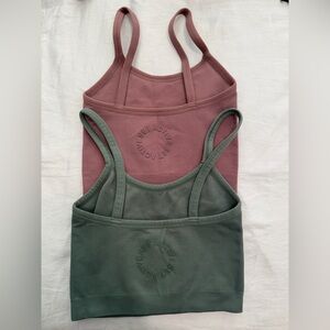 Set Active Ribbed Tank Tops Set of 2 Size XS Pink Green